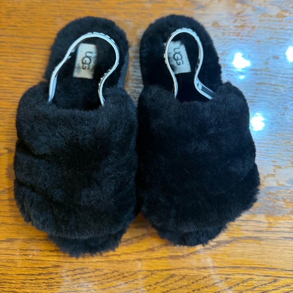 UGG Fluff Yeah Slide Shoe Slipper Black Toddler Size 11